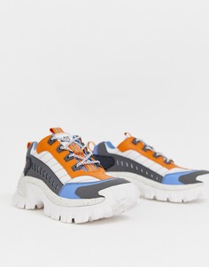Кроссовки на массивной подошве с синими и оранжевыми вставками Cat Footwear-Белый