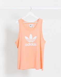 Розовая майка с логотипом-трилистником adidas Originals-Розовый