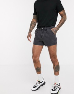 Черные короткие джинсовые шорты со складками ASOS DESIGN-Черный