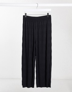 Фактурные брюки кюлоты с плиссировкой ASOS DESIGN-Черный