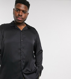 Черная атласная рубашка с отложным воротником ASOS DESIGN Plus-Черный