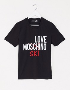 Футболка с горнолыжным принтом Love Moschino-Черный