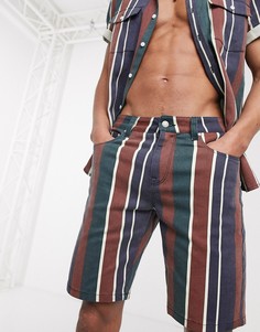 Джинсовые шорты скинни от комплекта в полоску ASOS DESIGN-Синий