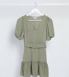 Ярусное платье мини цвета хаки Miss Selfridge Petite-Зеленый