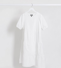Белое ярусное платье с вышивкой ришелье New Look Petite-Белый