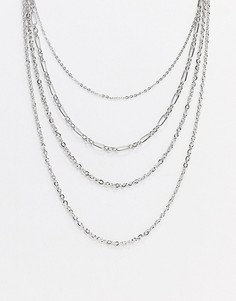 Серебристое многоярусное ожерелье Topshop-Серебряный