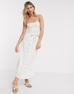 Белая юбка макси с поясом и пуговицами Vero Moda-Белый