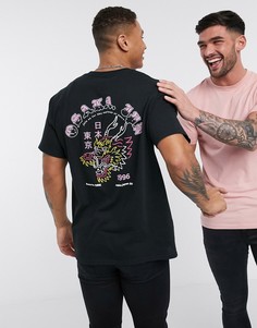 Черная футболка oversized с принтом на спине New Look-Черный