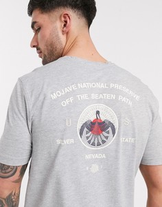 Серая футболка с принтом на спине Selected Homme-Серый