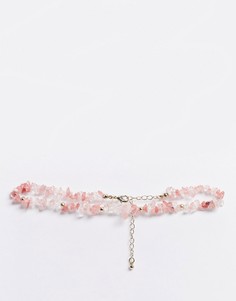 Ожерелье-чокер с бусинами Topshop-Розовый