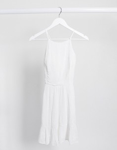Белое платье с вышивкой ришелье Hollister-Белый