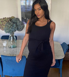 Черное облегающее платье с поясом New Look Maternity-Черный
