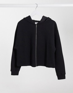 Стеганый худи на молнии ASOS DESIGN-Черный