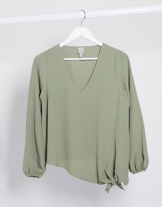 Блузка с длинными рукавами ASOS DESIGN-Зеленый