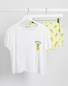 Белый комплект из футболки и шортов с принтом New Look-Мульти