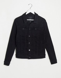 Черная облегающая джинсовая куртка River Island-Черный