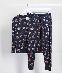 Темно-синий пижамный комплект с блестящим пальмовым принтом Chelsea Peers