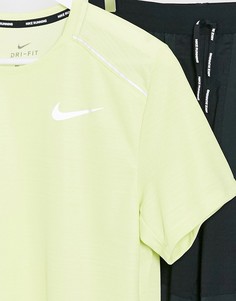 Лаймовая футболка Nike Running Miler-Зеленый