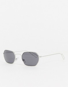 Солнцезащитные очки в серебристой шестигранной оправе Weekday-Серебряный