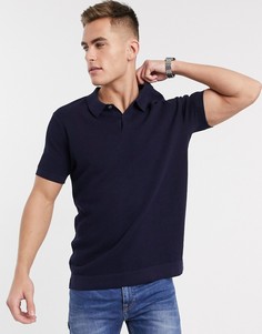 Темно-синее фактурное поло Jack & Jones Premium-Темно-синий