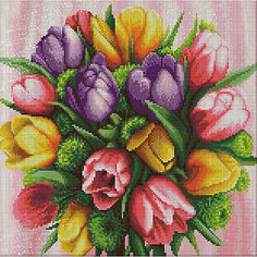 Мозаика Алмазная живопись "Букет тюльпанов", 40х40 см