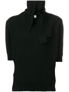 Self-Portrait ribbed pussy bow polo neck