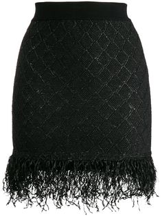 Balmain джинсовая юбка с бахромой