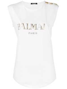 Balmain топ в военном стиле с логотипом