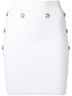 Balmain трикотажная юбка с золотистыми пуговицами