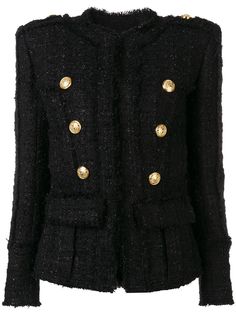Balmain двубортный твидовый пиджак