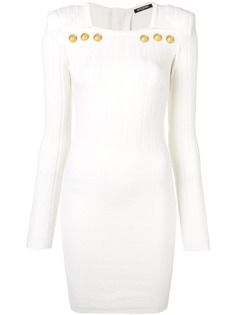 Balmain трикотажное облегающее платье в рубчик