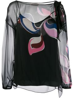 Emilio Pucci прозрачная блузка с цветочным принтом