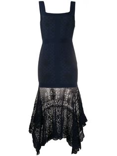 Alexander McQueen платье миди с подолом в технике кроше