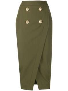 Balmain button-embellished midi skirt