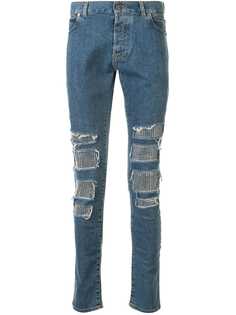 Balmain джинсы скинни с эффектом потертости и заклепками