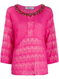 Blumarine декорированная трикотажная блузка