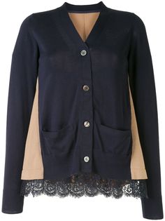 Sacai кардиган с контрастной вставкой