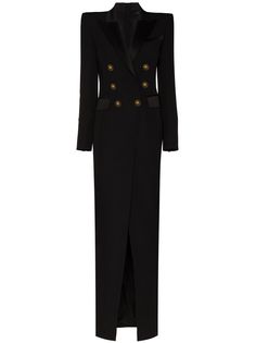 Balmain платье макси с декорированными пуговицами