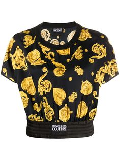 Versace Jeans Couture укороченная футболка с принтом