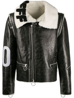 Off-White SHEARLING ZIP OFF SLEEVE JKT BLACK WHITE