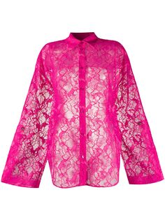MSGM полупрозрачная рубашка из цветочного кружева