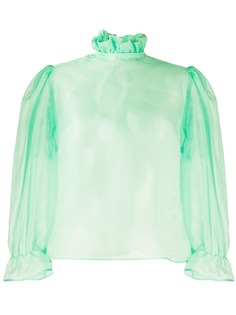 MSGM полупрозрачная блузка с оборками
