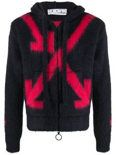 Off-White FUZZY ARROWS ZIP HOODIE DARK GREY RED