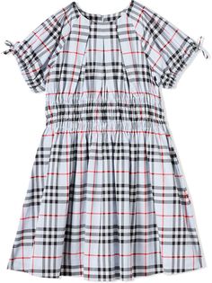 Burberry Kids ruched panel checked dress