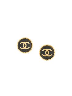 Chanel Pre-Owned позолоченные серьги-клипсы 1995-го года с логотипом CC