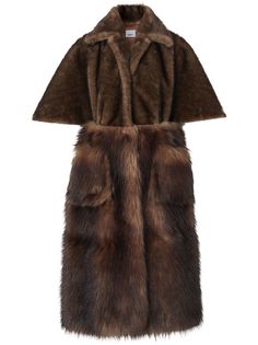 Burberry Faux Fur Cape Coat