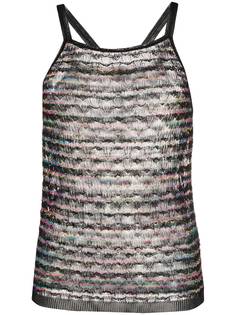 Missoni полосатый топ без рукавов с эффектом металлик