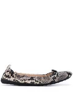 Tods балетки с тиснением под кожу змеи Tod`S