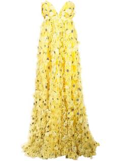 Carolina Herrera платье без бретелей с цветочной вышивкой