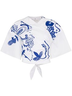 MarquesAlmeida топ с запахом и вышивкой